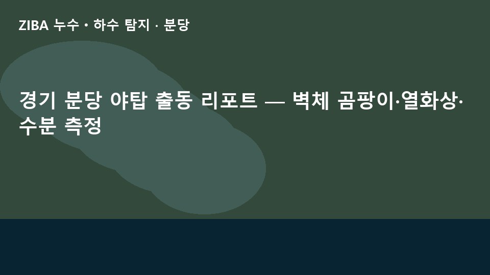 경기 분당 야탑 출동 리포트 — 벽체 곰팡이·열화상·수분 측정